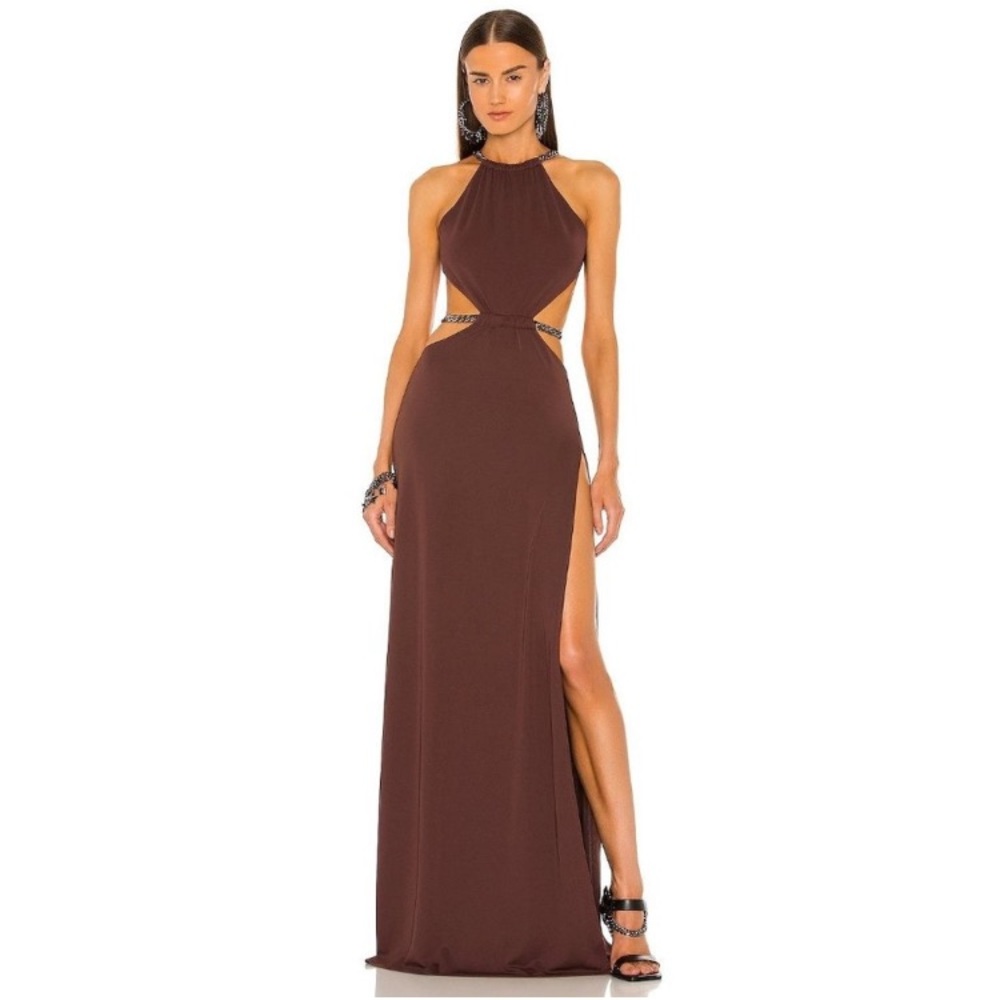 DUNDAS x REVOLVE Moon Maxi Dress Chocolate Brown Women's Size Small
